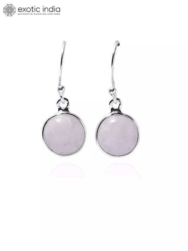 exotic india Circular Rainbow Moonstone Earrings 
