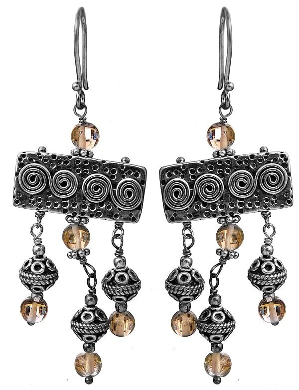 exotic india Citrine Spiral Earrings