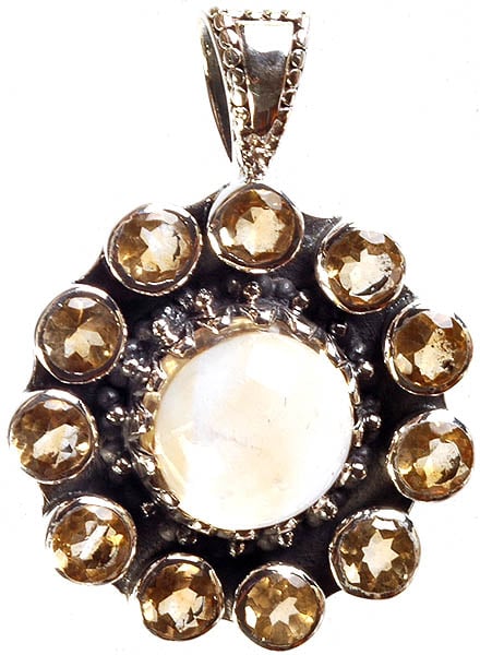 exotic india Citrine Wheel Pendant