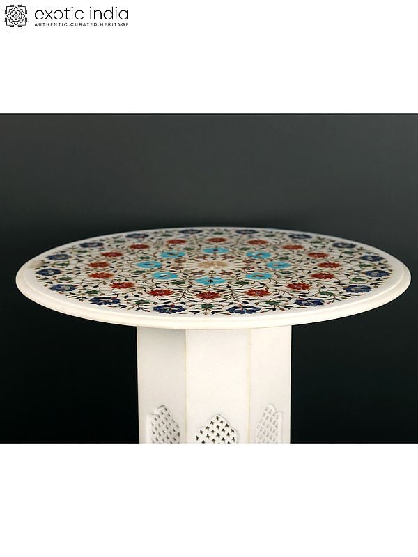 Exotic India Coffee Table White Marble Set 