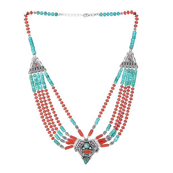 exotic india Coral and Turquoise Necklace