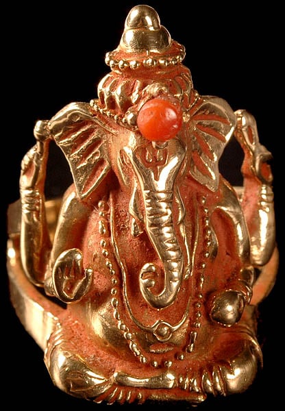 exotic india Coral-Crested Ganesha Ring 