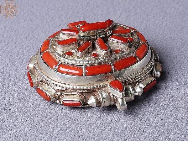 Exotic India Coral Ghau Pendant Silver 