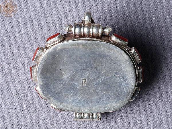 Exotic India Coral Ghau Pendant Silver 