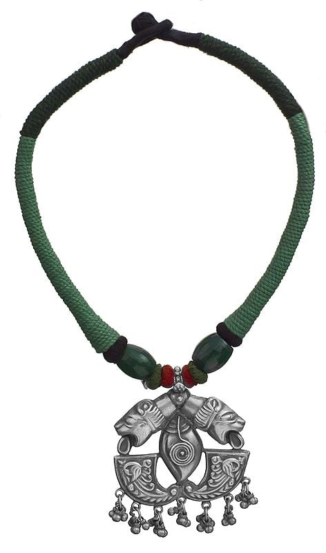 exotic india Cord Necklace with Lolling Lions