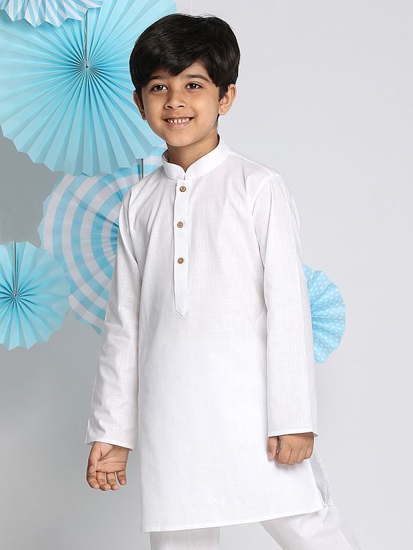 Exotic India Cotton Linen Mandarin Collar Kurta 