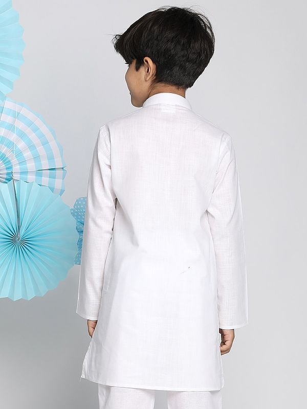 Exotic India Cotton Linen Mandarin Collar Kurta 