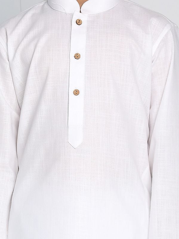 Exotic India Cotton Linen Mandarin Collar Kurta 
