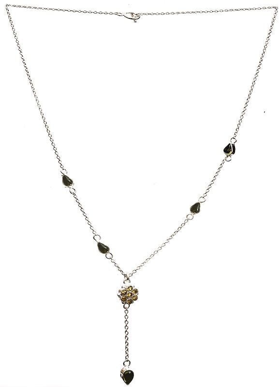 exotic india Cubic Zirconia Necklace with Peridot