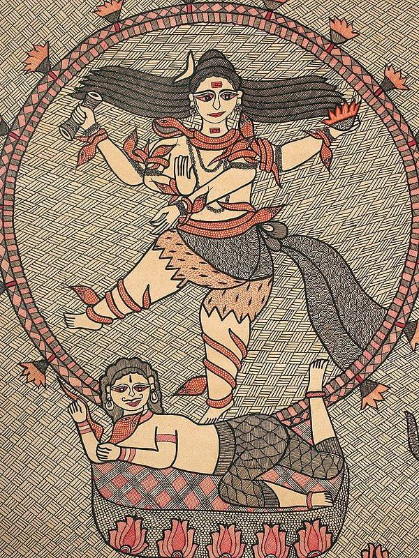 Exotic India Dancing Lord Shiva Madhubani Painting