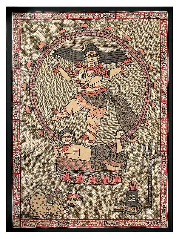 exotic india Dancing Lord Shiva Madhubani Painting