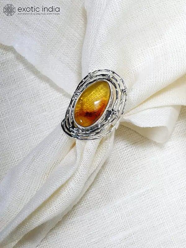 Exotic India Designer Amber Ring 