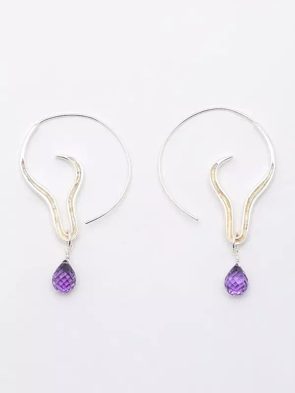 Exotic India Designer Faceted Amethyst Earrings