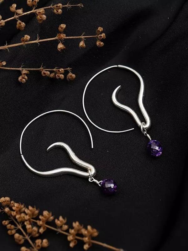 Exotic India Designer Faceted Amethyst Earrings