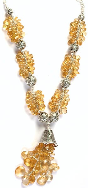 exotic india Designer Faceted Citrine Necklace