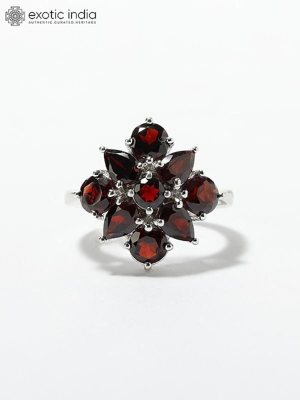 exotic india Designer Faceted Garnet Ring 