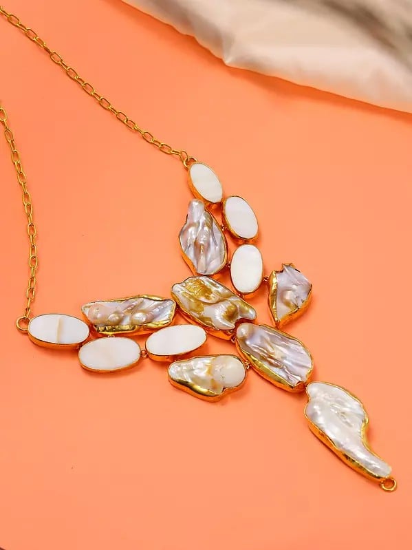 Exotic India Designer Mother Of Pearl Necklace 