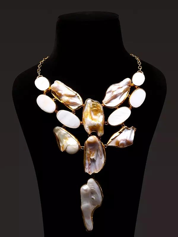 Exotic India Designer Mother Of Pearl Necklace 