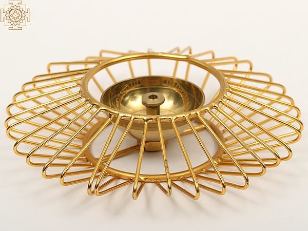 Exotic India Designer Ritual Lamp (Diya) In Brass
