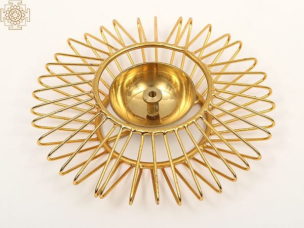 Exotic India Designer Ritual Lamp (Diya) In Brass