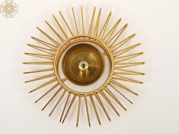 exotic india Designer Ritual Lamp (Diya) in Brass 