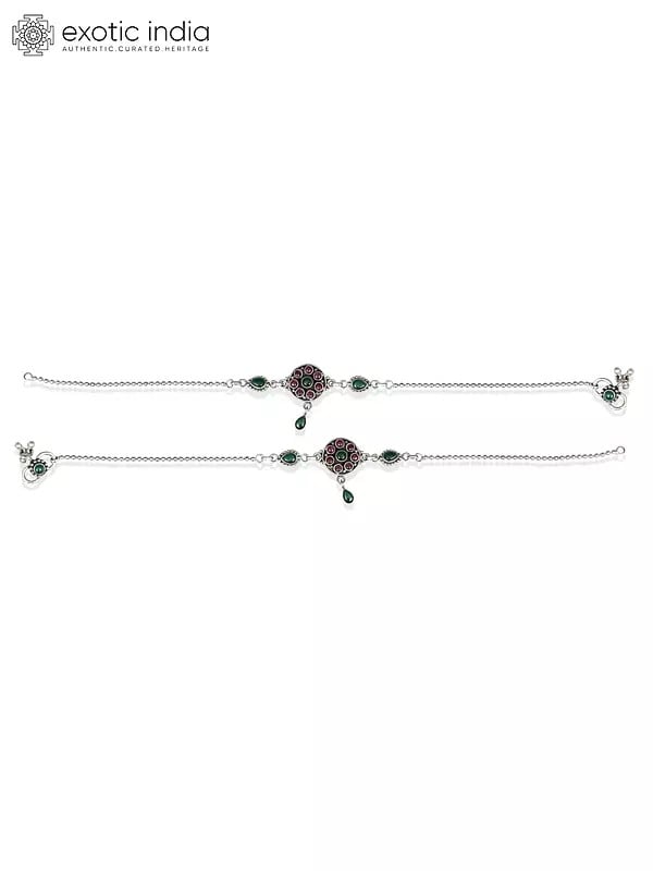 Exotic India Designer Tourmaline Gemstone Anklet 