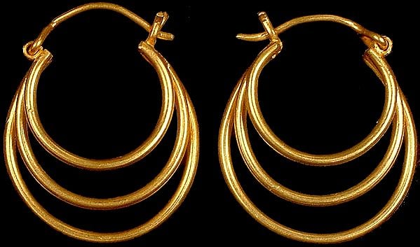 exotic india Designer Triple Hoop Earrings 