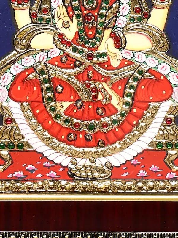 Exotic India Devi Lakshmi | Framed Tanjore Painting