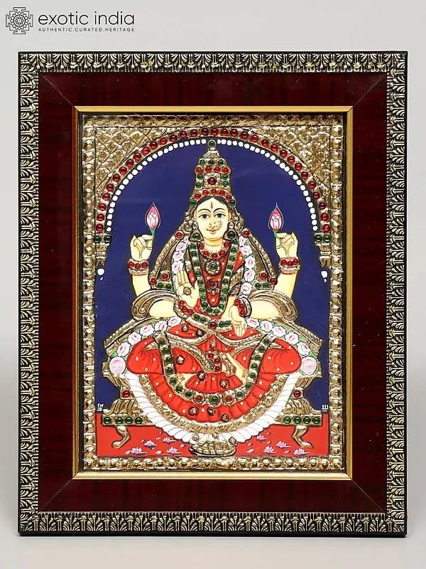 exotic india Devi Lakshmi | Framed Tanjore Painting