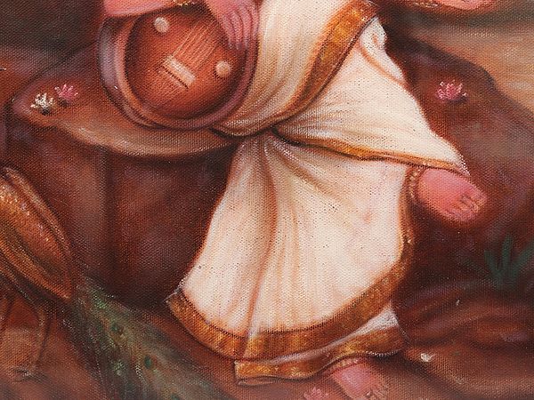 Exotic India Devi Saraswati | Framed Oil Painting 