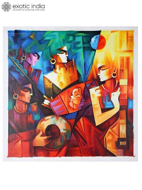 exotic india Divine Art of Kirtan | Oil Painting 