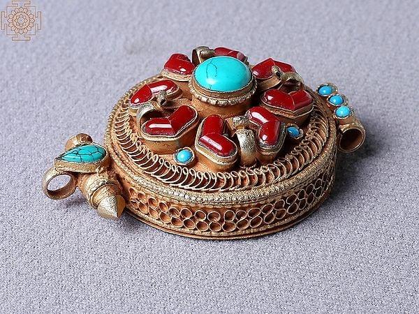 Exotic India Double Dorja Copper Pendant Ghau