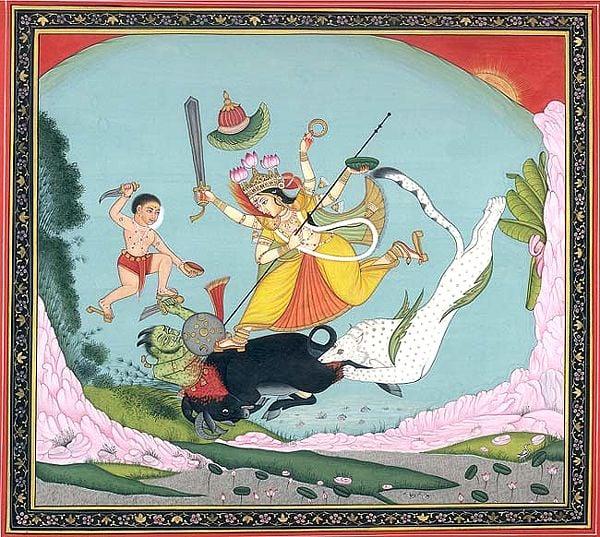 exotic india Durga Slays the Demon Mahishasur