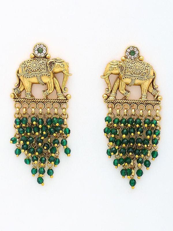 Exotic India Elephant Design Chandbali Earrings 