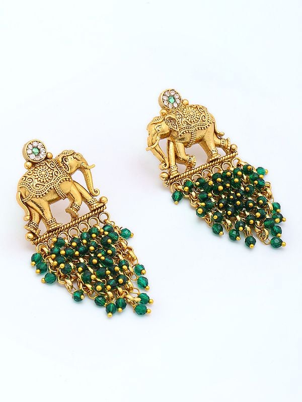 exotic india Elephant Design Chandbali Earrings 