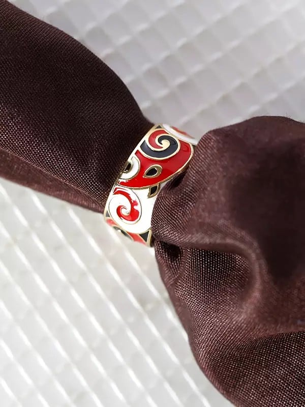 Exotic India Enamel Work Sterling Silver Ring 