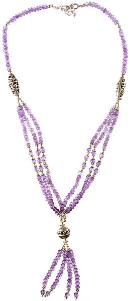 exotic india Faceted Amethyst Beaded Necklace