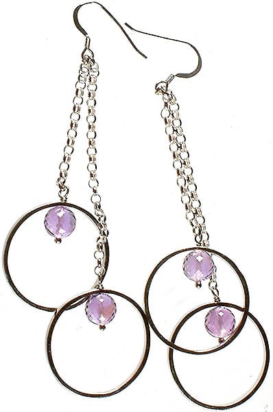 exotic india Faceted Amethyst Dangling Hoops 