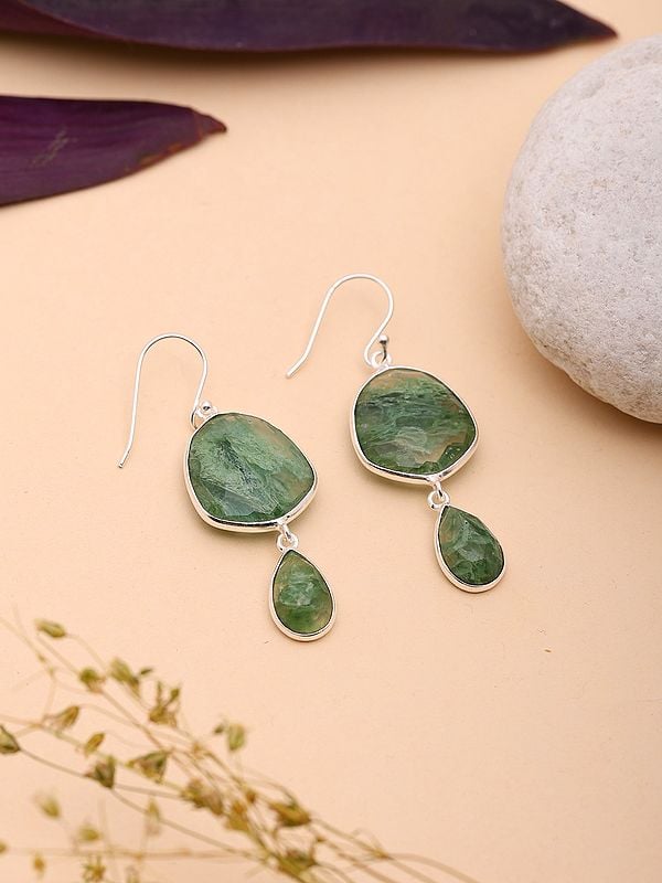exotic india Faceted Aqua Crackle Dangle Earrings