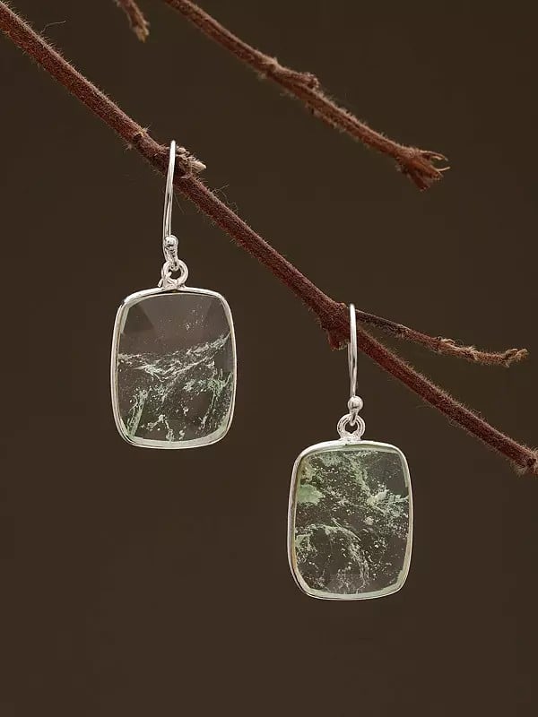 exotic india Faceted Aqua Crackle Hook Earrings 