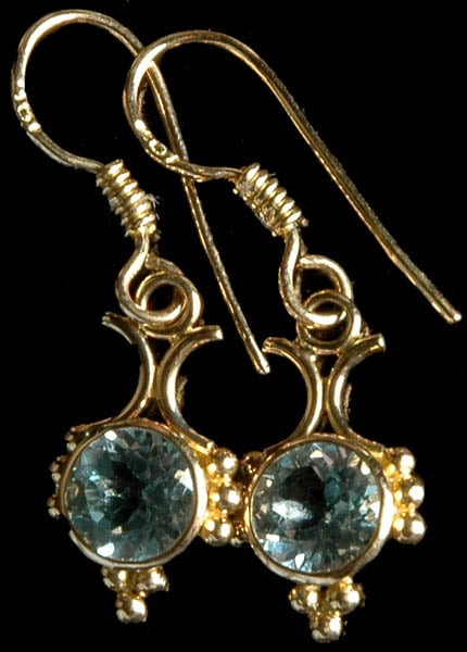 exotic india Faceted Aquamarine Earrings 