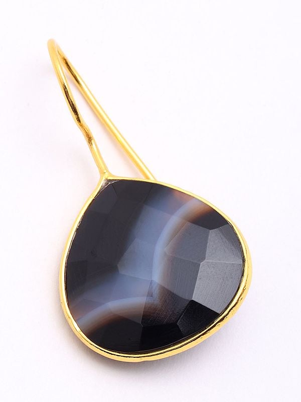 Exotic India Faceted Banded Agate Hook Earrings