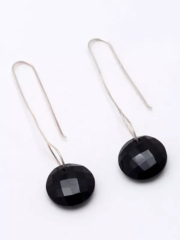 Exotic India Faceted Black Onyx Earrings