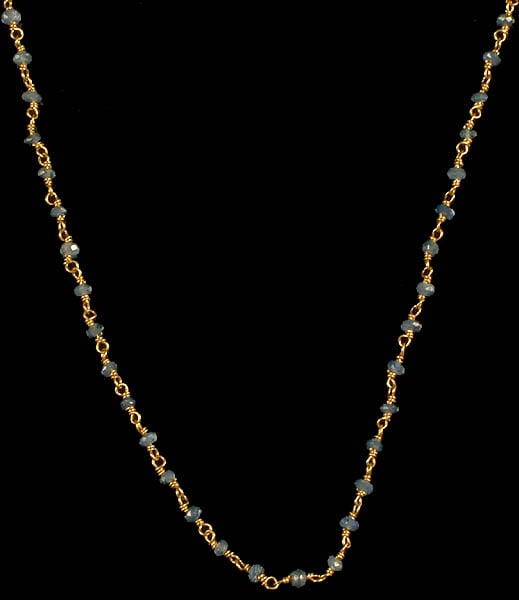 exotic india Faceted Blue Sapphire Necklace 