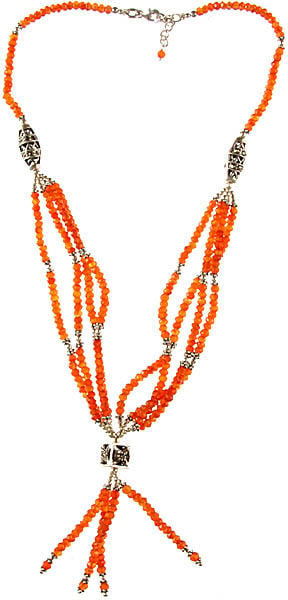 exotic india Faceted Carnelian Beaded Necklace