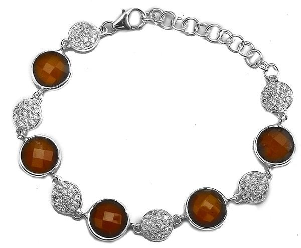 exotic india Faceted Carnelian with CZ Bracelet