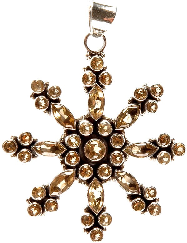 exotic india Faceted Citrine Chakra Pendant