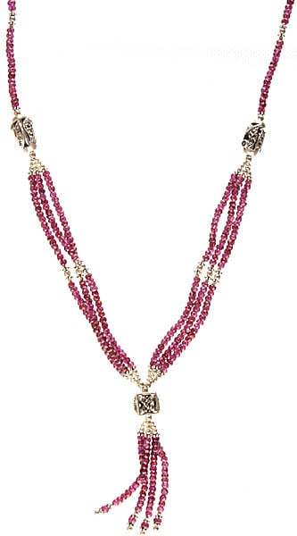 exotic india Faceted Garnet Beaded Necklace