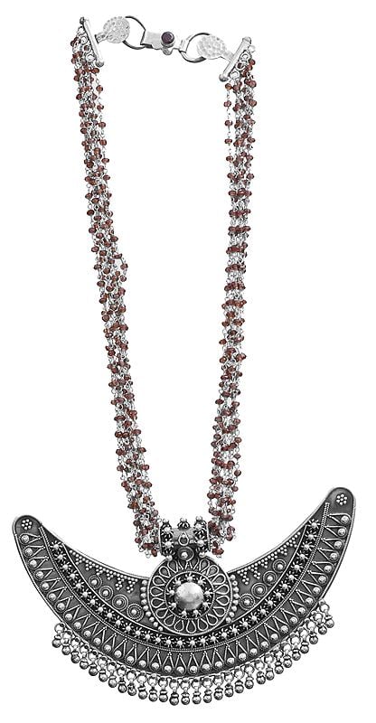 exotic india Faceted Garnet Designer Necklace 