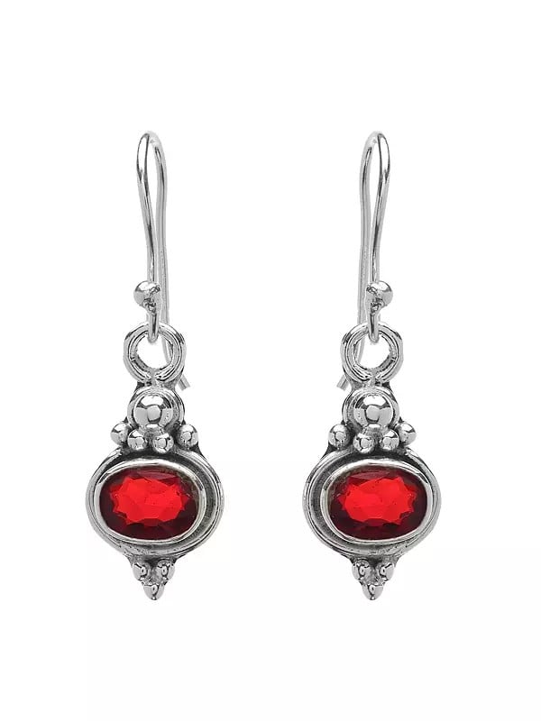 Exotic India Faceted Garnet Hook Earrings 